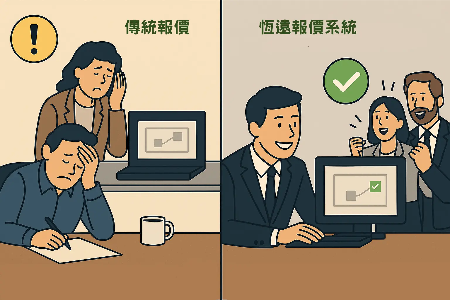 使用恆遠報價系統前後對比